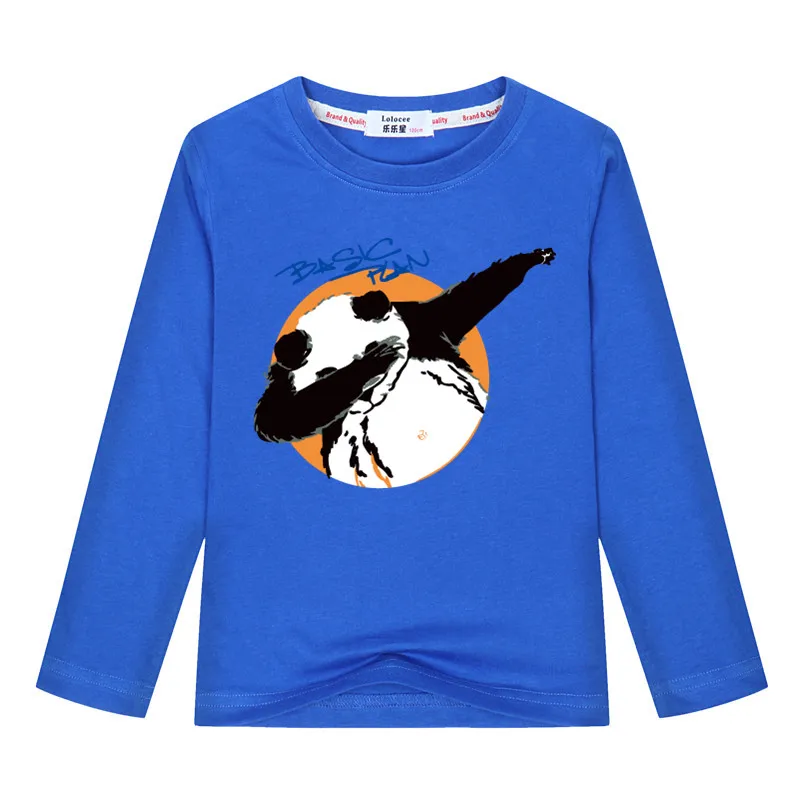 Футболка с длинными рукавами для мальчиков футболки с 3D-принтом «Мопс», «панда», «Единорог», хлопковая детская одежда для девочек футболки 8, 10, 12, 14 лет - Цвет: Blue