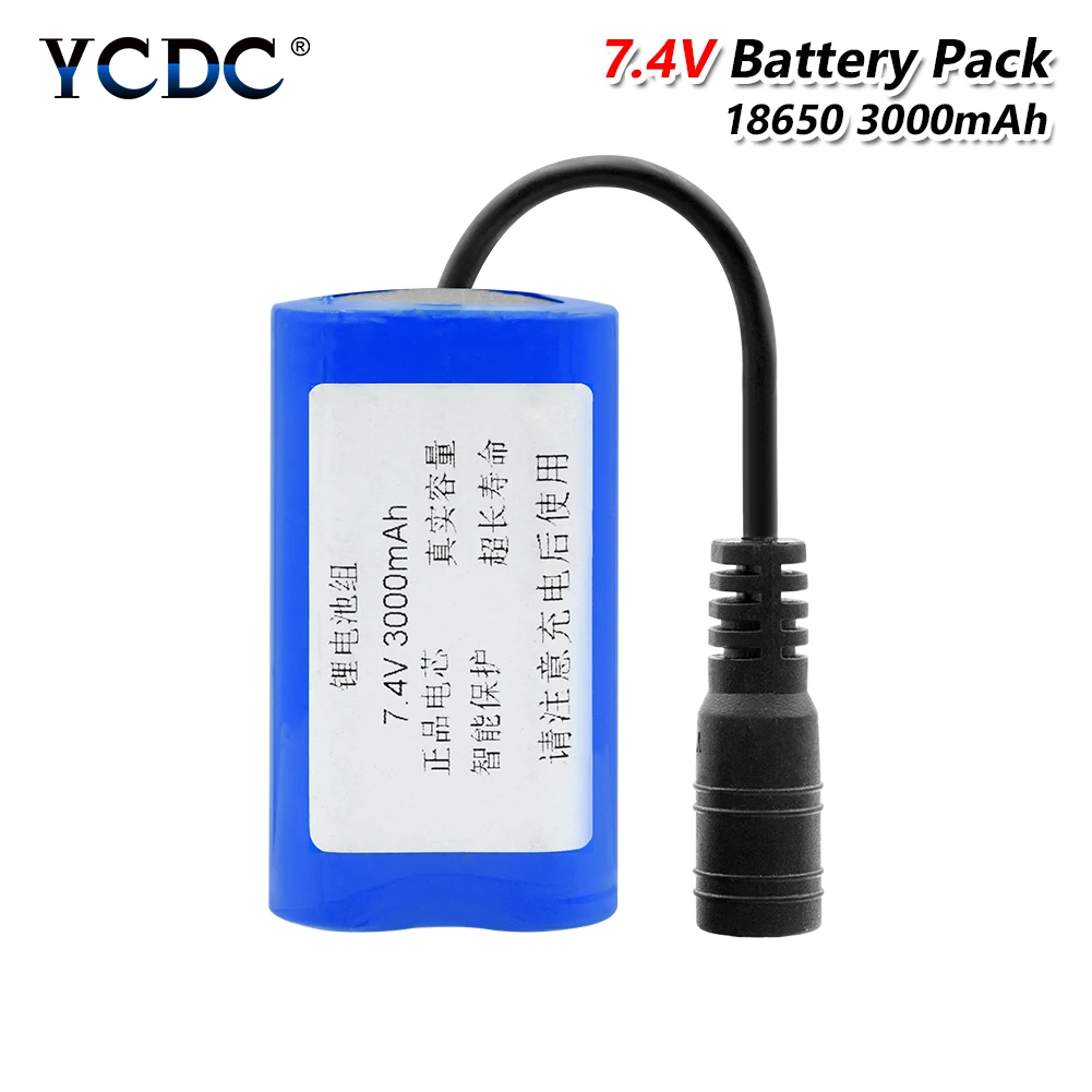 YCDC 7,4 V 8,4 V 3000mAh аккумулятор 18650 батарея 3Ah аккумуляторная батарея для велосипедных фар/CCTV/камеры/электрические инструменты