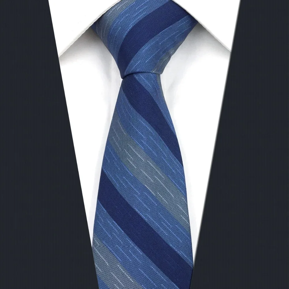 D22 Blue Striped Mens Skinny Necktie Silk Fashion Novelty Slim Classic ...