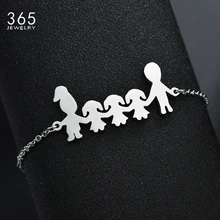 Новое поступление золота Цвет Семья браслет Нержавеющая сталь для мамы и папы три женские браслеты для подарки женщине на день рождения