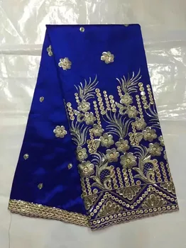 

Special Design Gold Sequins George Lace Fabric High Quality Silk Lace With Embroidered 5 Yards/lot African George Fabrics