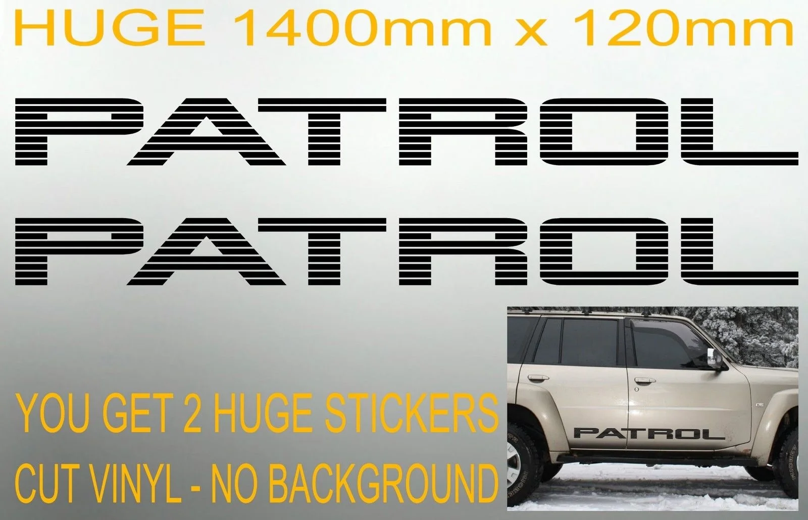 

For 2xCar Sticker HUGE PATROL Door Intercooler for Nissan GU GQ 4x4 stickers 1400mm