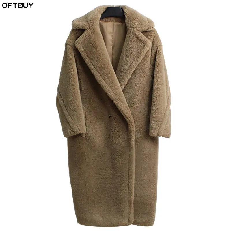 OFTBUY 2019 натуральный мех пальто зимняя куртка женская длинная теплая Толстая