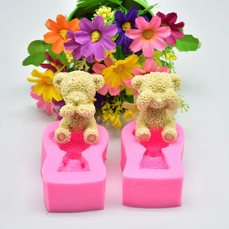 

Cute Little Bear Silicone Decorating Fondant Mould Cake Decorating Mold Silicone Chocolate Soap Mould Baking Tool Kitchen Tools