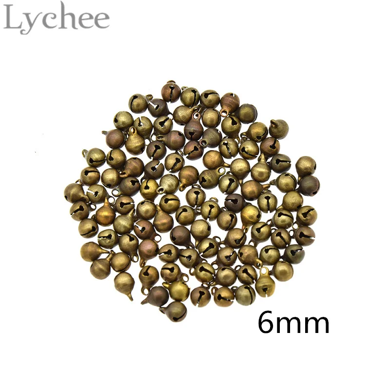100 шт./компл. Lychee 6 мм 8 10 Латунный Колокольчик маленькие колокольчики бусины
