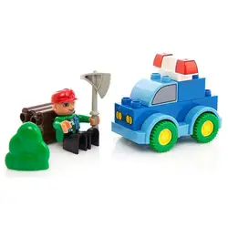 Большой Размеры лес полиция Кирпичи Город творческий автомобиль кирпичи игрушки развивающие Building Block кирпичи Brinquedos