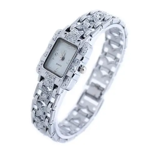 

2019 Fashion Rectangle Dial Rhinestone Alloy Band Lady Women Gift Analog Wrist Watch