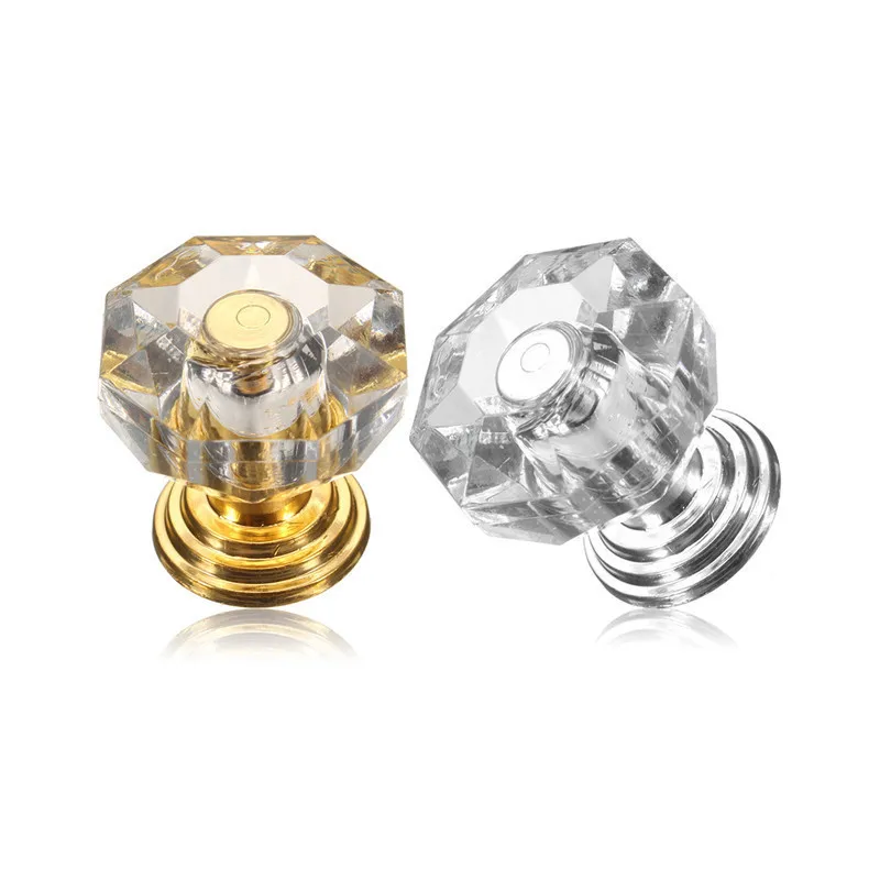

Silver/Gold 1MTGATHER 8mm Crystal Clear Crystal Glass Door Pull Drawer Cabinet Furniture Handle Knob Screw