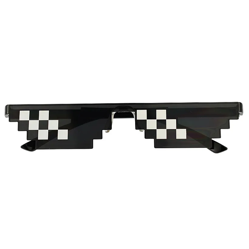 YOOSKE дело с ним очки 8 битов мозаичные пиксели солнцезащитные очки для мужчин и женщин вечерние очки Dealwithit thug life популярный во всем мире - Цвет линз: Черный