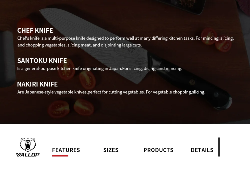 Wallop knife set japanese aus-8 knife steel_08