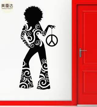 

Wall Sticker Vinyl Decal Hot Sexy Girl Hippie Dance Night Club Peace