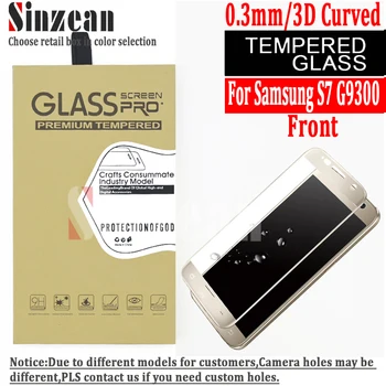 

Sinzean 50pcs S7 G9300 3D full covered tempered glass For samsung galaxy S7 case friendly 3D glass screen protector