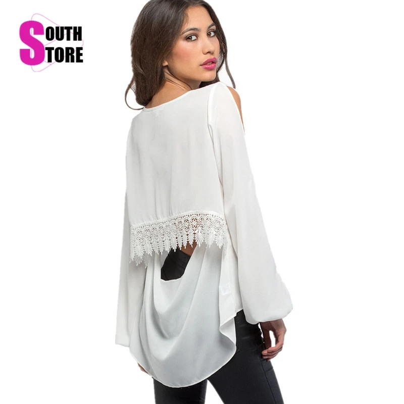 Southstore blusas femininas 2017 white sexy shirt women blouses long