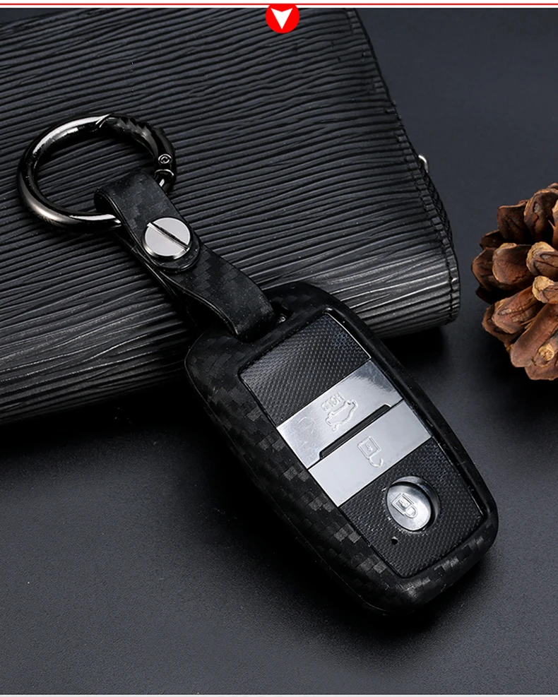 Чехол для ключей из углеродного волокна силикагеля для Kia Forte Niro Optima Sedona Sorento Soul Sportage автомобильный брелок для ключей