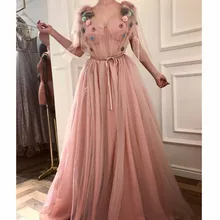 Prairie Chic румяно-розовые вечерние платья с рукавами-плащами, цветные тюлевые вечерние платья с объемным цветком, красивые вечерние платья