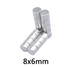 20 шт./партия неодимовые магниты 8*6 мм, суперсильные магниты, D8* 6 мм N35 неодимовый магнит магнитов диаметром 8 мм x 6 мм