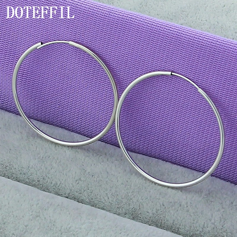

Simple 925 Silver Color Fine Smooth Exaggerated Big Circle Hoop Earrings For Women Earings 925 Silver Color jewelry