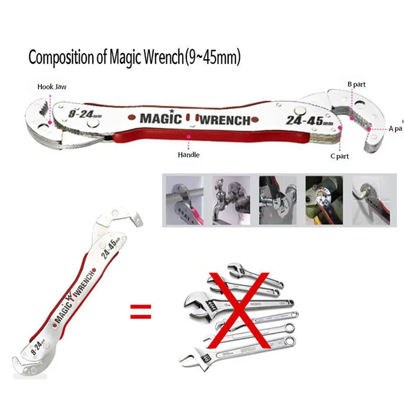 PEGASI 9~45mm Magic Adjustable Multi Purpose Functional Hook Type Spanner Tools Universal Wrench Hand Tools|tools universal|tool tooltool types |