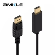 Amkle DP to HDMI Cable Displayport 1080P Video Audio Cable Male to HDMI Male Adapter Cable for PC HDTV Projector Laptop 1.8m 3m Amkle DP to HDMI Cable Displayport 1080P Video Audio Cable Male to HDMI Male Adapter Cable for PC HDTV Projector Laptop 1.8m 3m