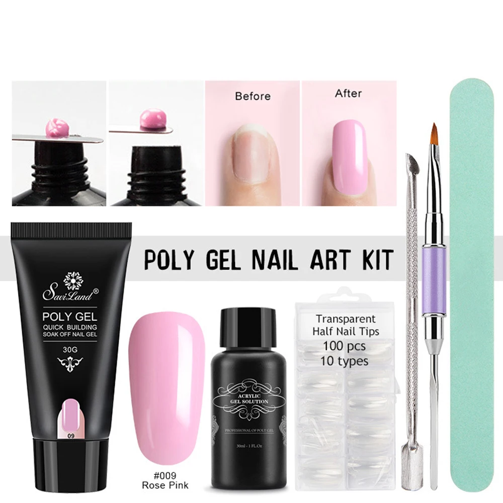 6 шт./компл. поли гель Nail Art Kit быстрое строительство UV гель светодио дный Builder Soak Off Gel Nail расширение для UV гель ногти акриловые ногти