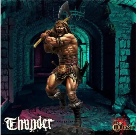 1/24 70 мм The Quest warrior с игрушечный топор модель смолы миниатюрная фигурка из