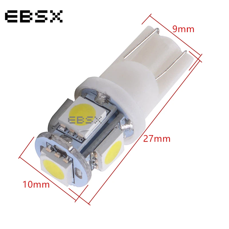 EBSX 100 шт. T10 5050 12В W5W LED Car 5 SMD 194 168 автомобильная автоматическая лампа для чтения
