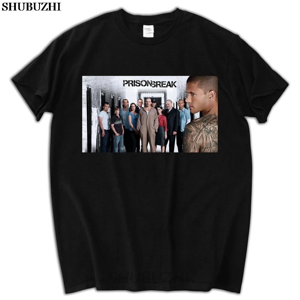 

Plain T-shirt Men Man's TV Drama Series Michael Prison Break Men T Shirt 100% Cotton Short Sleeve Group Tops Tee