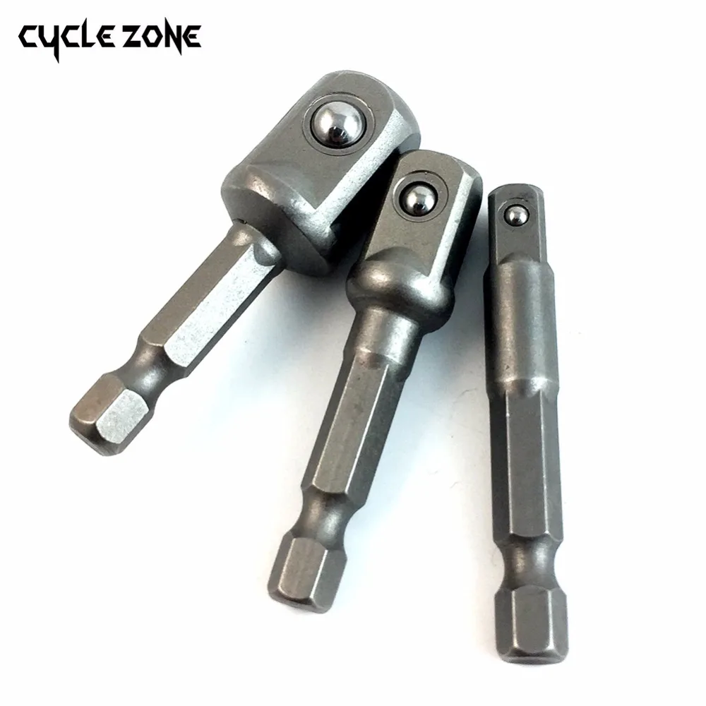 

New 3pcs/set Chrome Vanadium Steel Socket Adapter Hex Shank to 1/4" 3/8" 1/2" Extension Drill Bits Bar Hex Bit Set Power Tools
