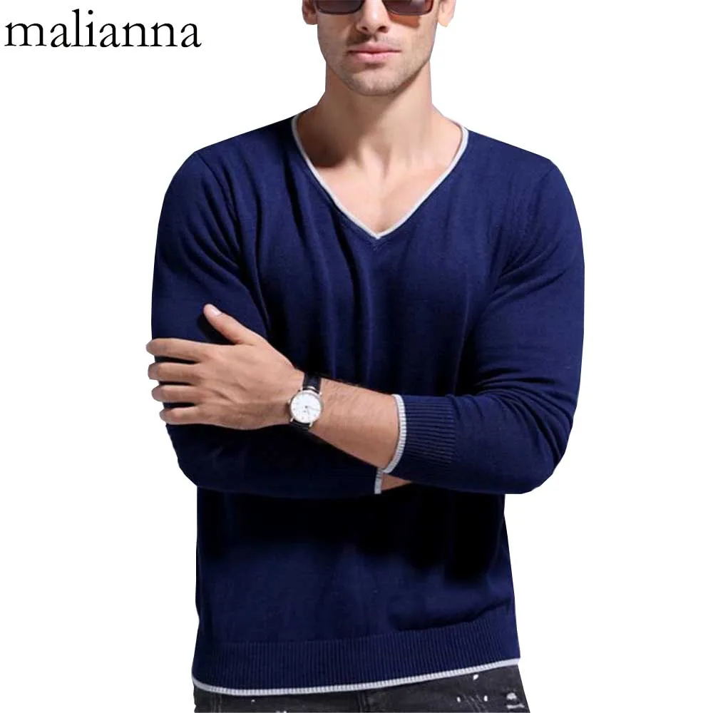 Malianna 2018 Лидер продаж свитер для повседневной носки v образным вырезом Для мужчин S