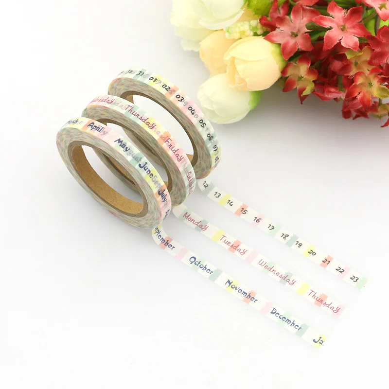 3PCS New Weekly Planner DIY Washi Paper Sticker Tape Date Scrapbooking date Masking Tape Home Decoration TAPE