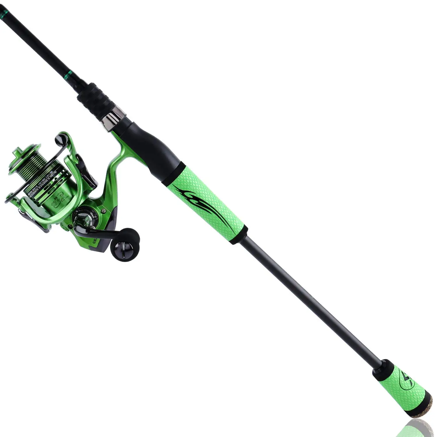 Sougayilang 2.1M 2.4M Spinning Fishing Rod Reel Combo-Carbon Portable Lure Rod Pole with 13+1BB Spinning Fishing Reel Wheel - Цвет: Зеленый