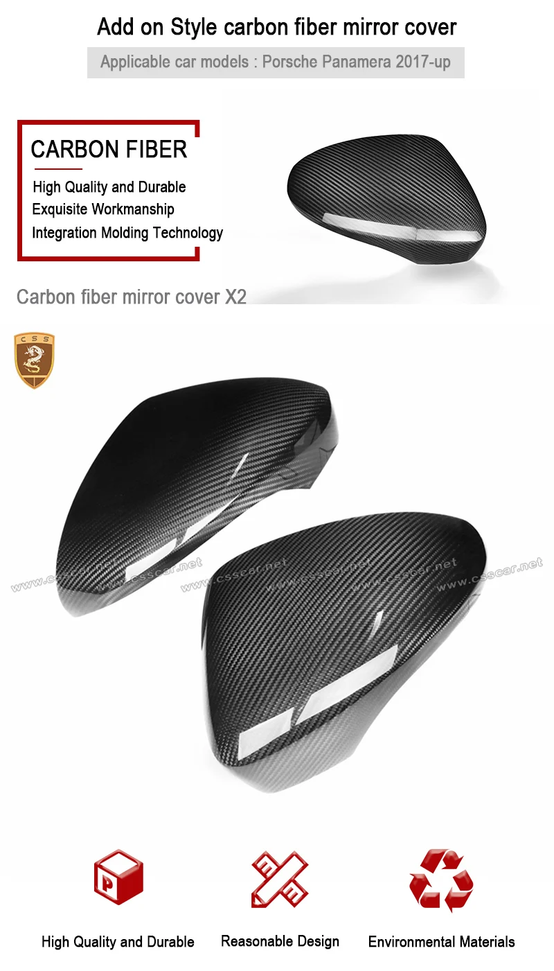 Carbon Fiber Side Wing Mirror Covers For Porsche Panamera 971 Add on Style Rear View Mirror Cover Car Styling Only LHD