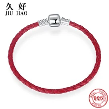 Горячая 925 пробы серебряный шарм gules кожаный веревочный браслет diy для модных ювелирных изделий женские аксессуары трендовые