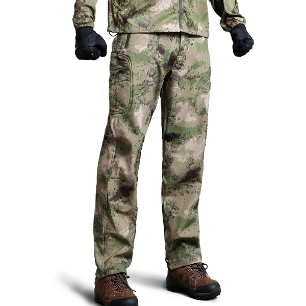 Refire gear тактические Мягкие Водонепроницаемые камуфляжные штаны мужские зимние теплые военные армейские штаны повседневные теплые флисовые брюки - Цвет: Green Camo