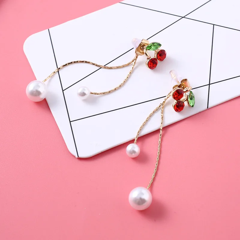 Корейский горный хрусталь красный Cherry длинные серьги Модные геометрический