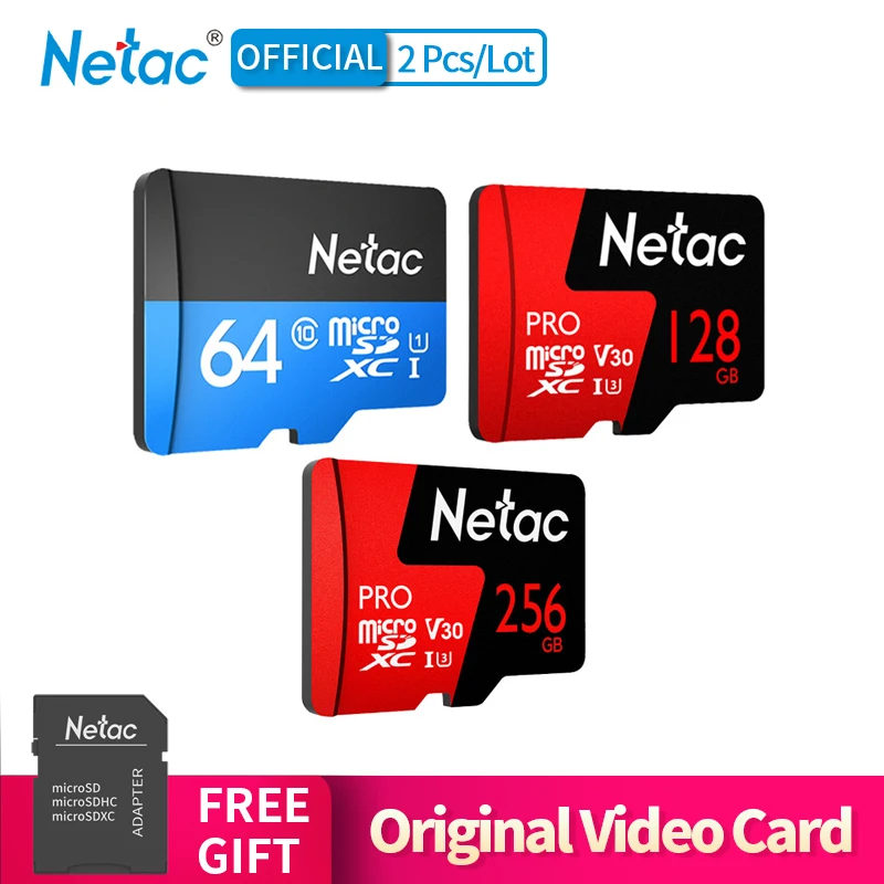 2 шт./партия,, Netac, 4 K, видео, Micro SD карта, 64 ГБ, 128 ГБ, 256 ГБ, 128 ГБ, UHS-1, карта памяти, 64, 256, ГБ, U3, V30, флеш-карта, класс 10, tf-карта
