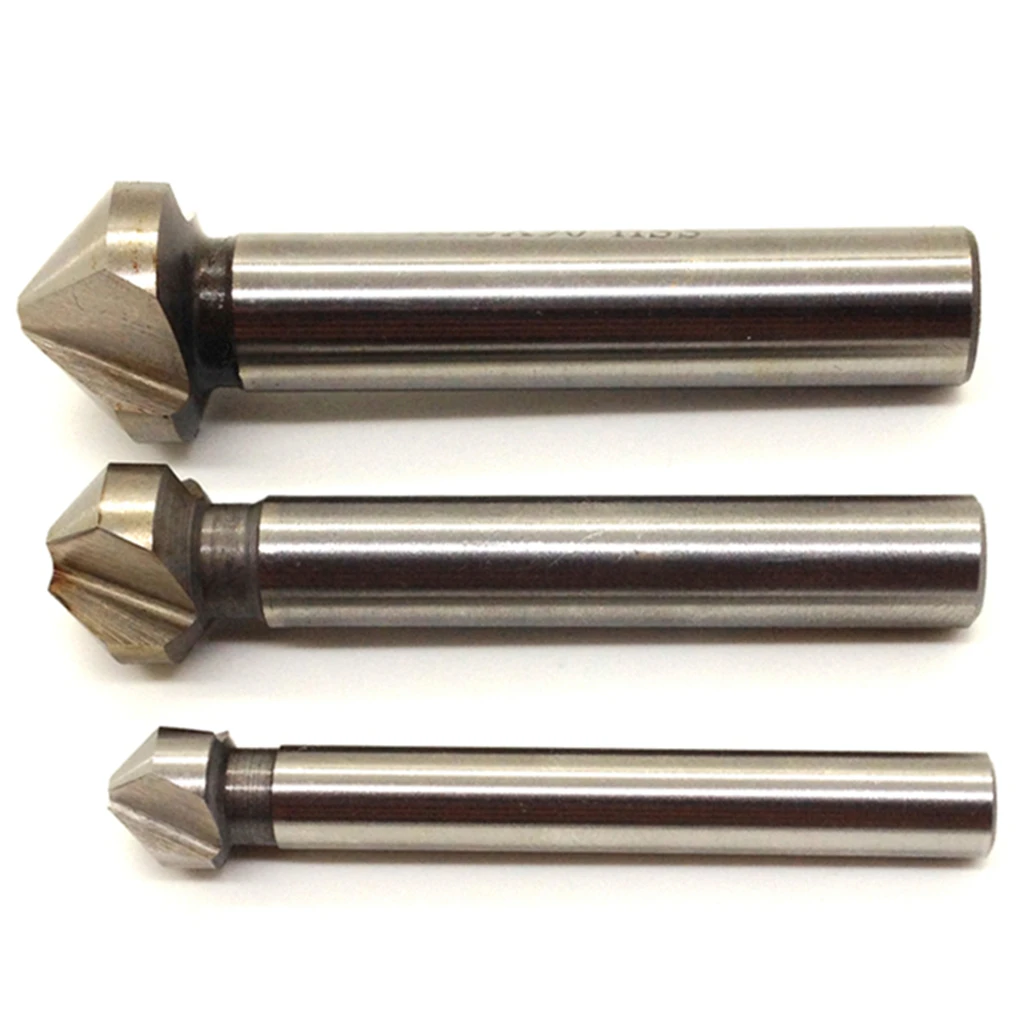 

3pcs 3 flute 90 degree HSS Chamfer Cutter Chamfering Drilling Mill Drill Set Milling Cutting Tool Set