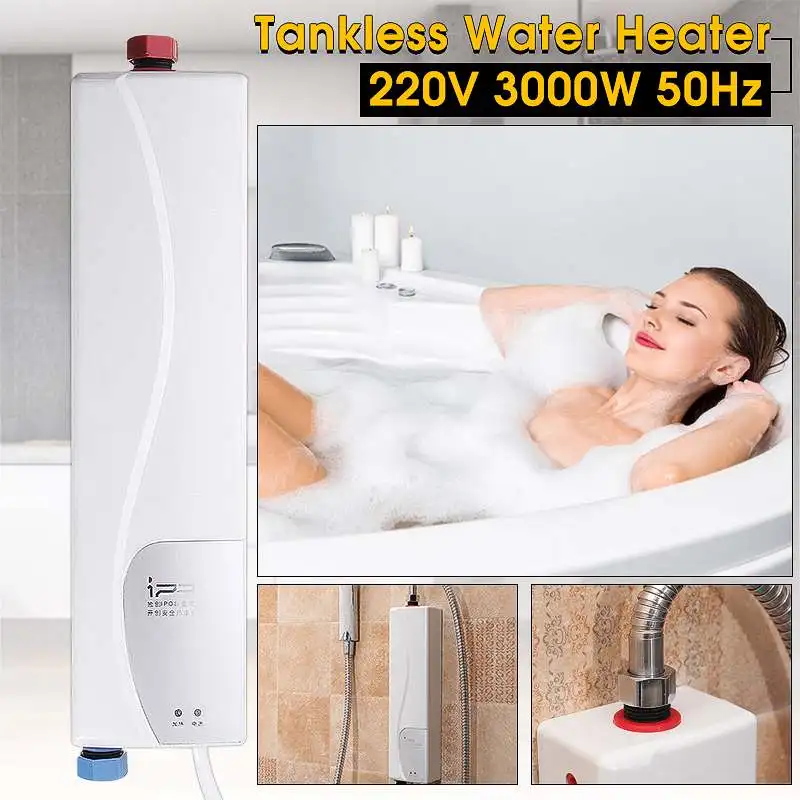 

220V 3000W Instant Electric Water Heater AU Plug Indoor Bathroom Tankless Household Practical Double Shell Water Heater