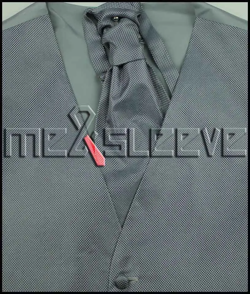 New silver Five Button Tuxedo Vest with Matching ascot tie