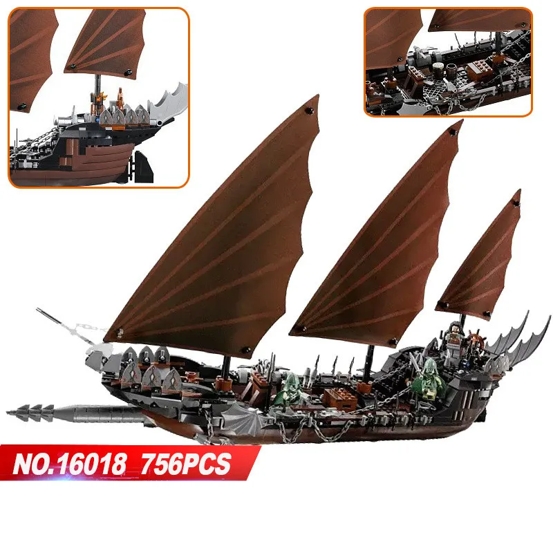 

LEPIN 16018 756Pcs The Lord of the Rings Pirate Ship Ambush Model Building Block Kids Brick Christmas Compatible LegoINGly 79008