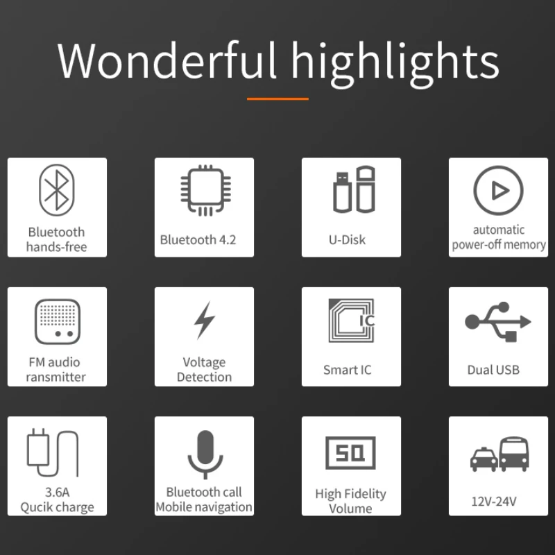 KORSEED 3.6A Quick USB Charger Bluetooth Car Kit FM Transmitter modulator Audio Music Mp3 Player Phone Wireless Handsfree Carkit