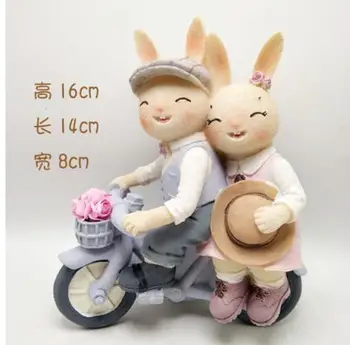 

Cute rabbit creative couple doll Birthday wedding gift home furnishing storage tank photo frame night light desk culpture statue