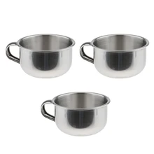 3pcs Premium Quality Lightweight Stainless Steel Men Beard Shaving Mugs Bowls Cups