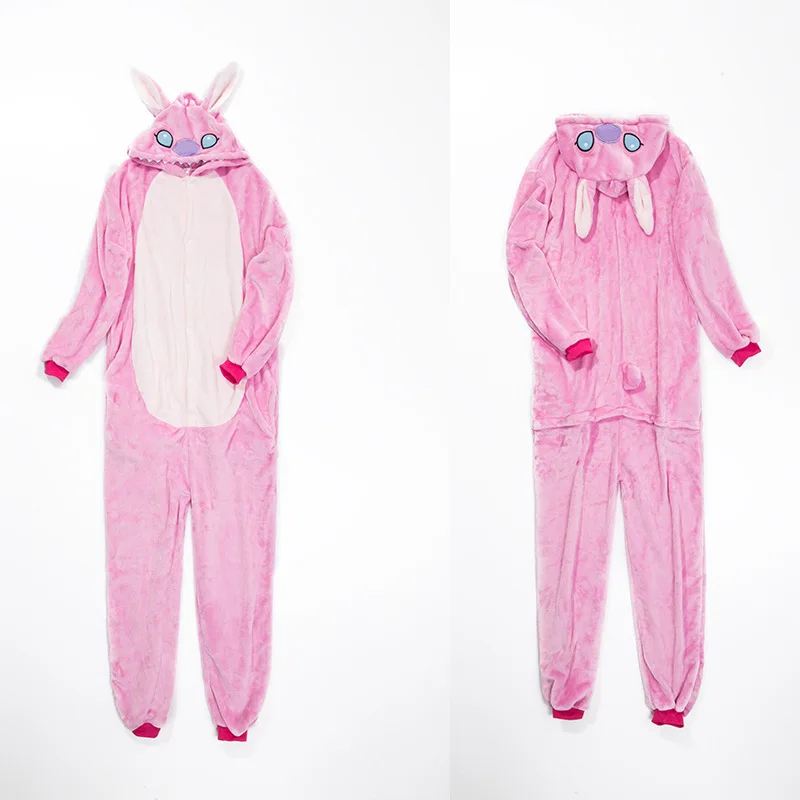 Взрослая Пижама женская фланелевая одежда для сна унисекс милая стежка мультфильм пижама для животных набор с капюшоном пижамы кигуруми - Цвет: Розовый