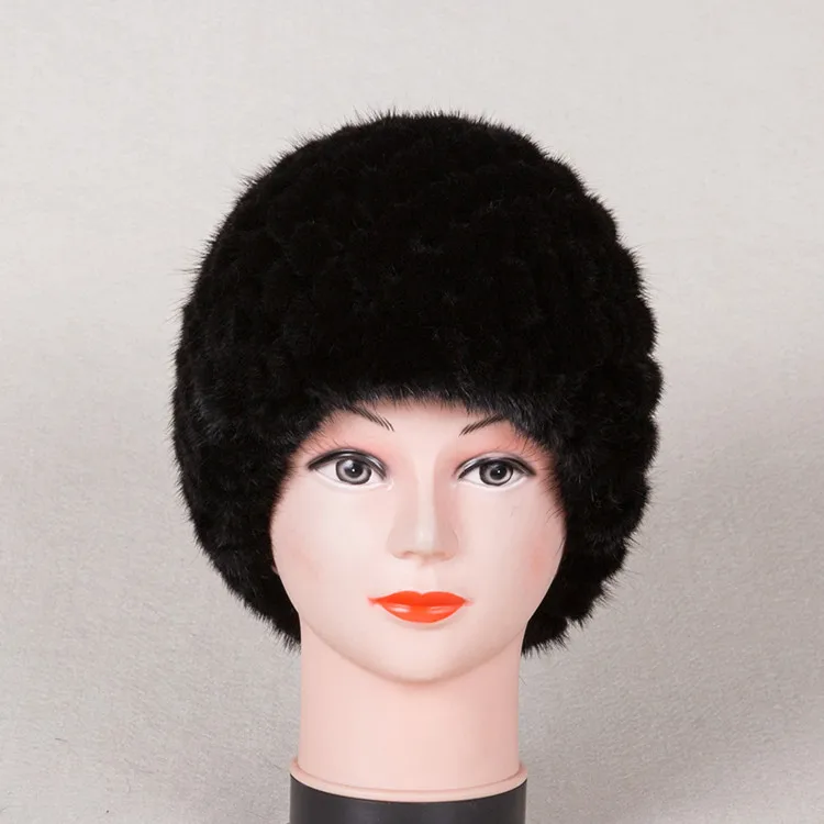 Новая Вязаная натуральная норковая меховая шапка-Кепка головной убор женские тапки оптом