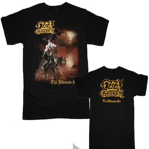 

Black Sabbath T Shirt Men Two Sides Ozzy Osbourne The Ultimate Sin'86 Gift Casual Tee Usa Size S 3xl Tops Tshirt Homme