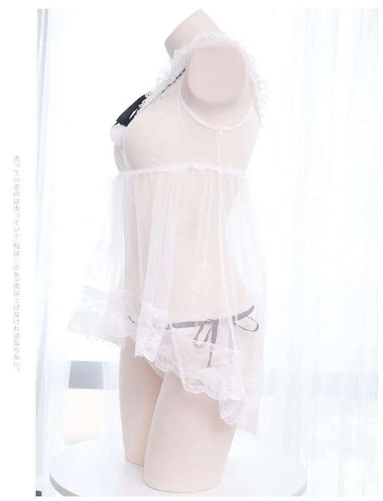 Кружевное газовое полупроницаемое ночное белье Ночная рубашка Sailor Косплей костюмы сексуальное, Эротическое белье Платье с трусиками Babydoll