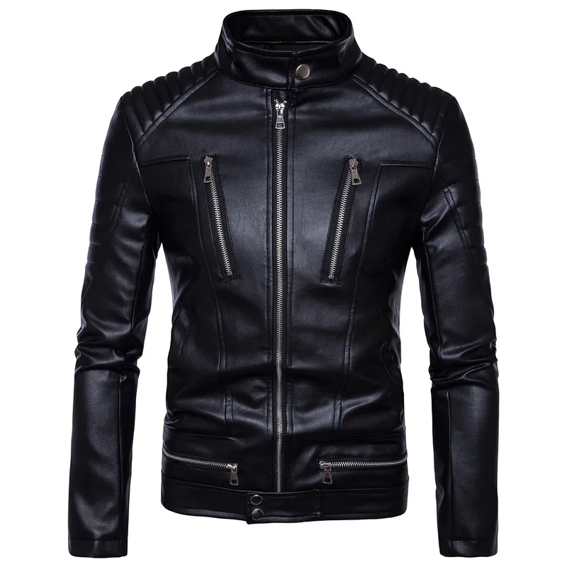 Новая осенняя и зимняя мужская мотоциклетная кожаная куртка Европейский код мужская куртка S-5XL гоночная куртка мото жилет