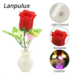 Lanpulux романтическая красная роза Ночник США вилка украшения спальни цветочное освещение атмосфера Luminaria подарок на день Святого Валентина