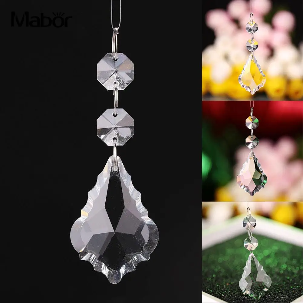 

50mm Maple Leaf Pendant Octagon Bead Pendant Decoration Artificial Crystal Lamp